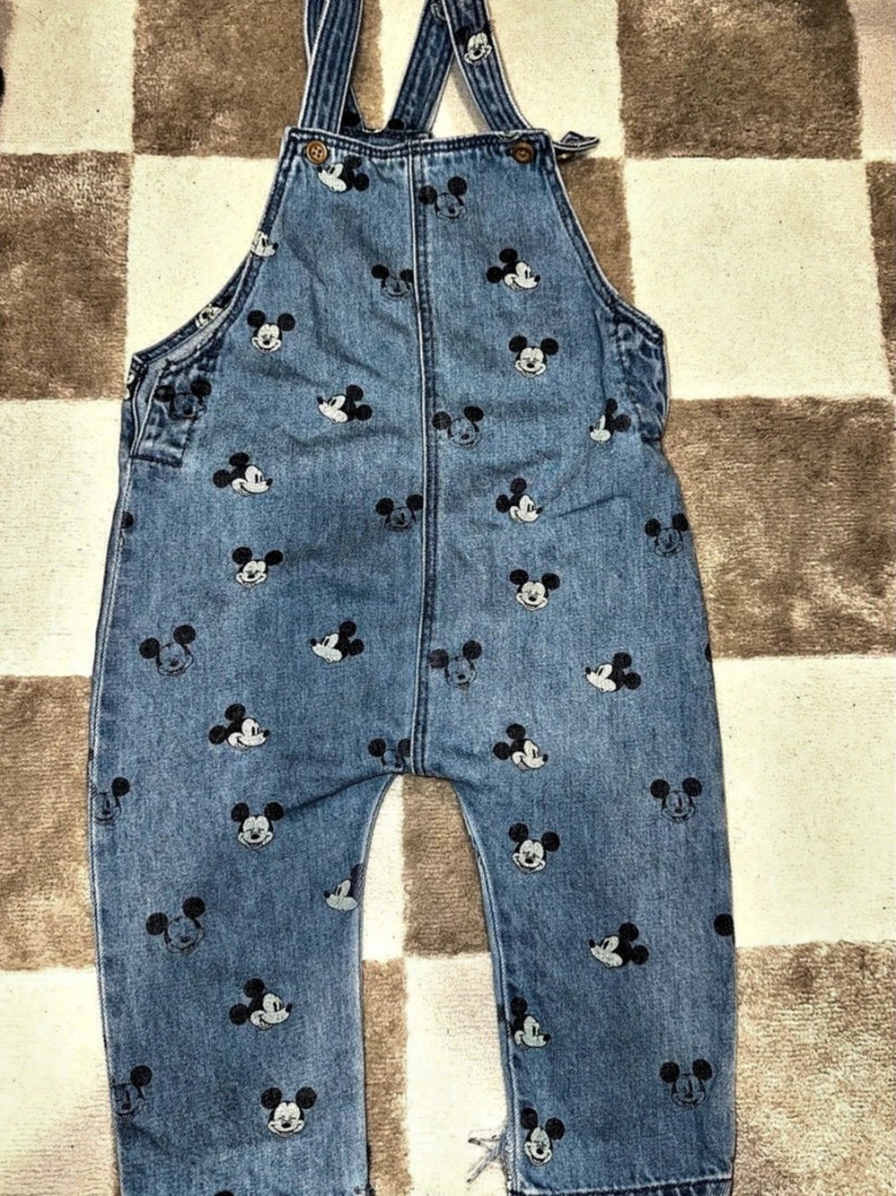 H&M Disney Mickey Mouse Denim Distressed Overalls Size 18M